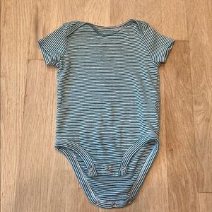 Carters baby boy green and white stripe short sleeve body suit